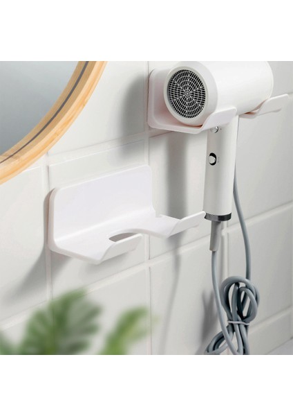 Beyaz Banyo Depolama Tutucu Saç Kurutma Makinesi Tutucu Duvara Monte Raf Banyo Rafı Depolama Rafları Aksesuarları Raflar Saç Fırçası Braketi (Yurt Dışından) fırsatları