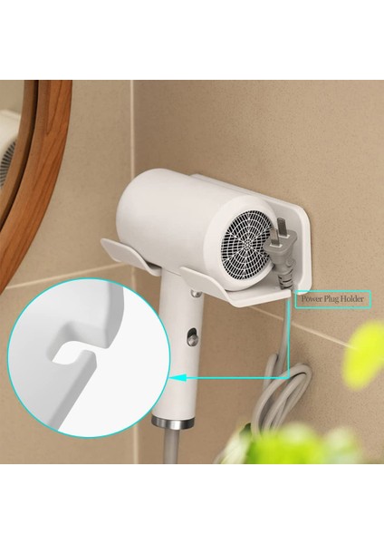 Beyaz Banyo Depolama Tutucu Saç Kurutma Makinesi Tutucu Duvara Monte Raf Banyo Rafı Depolama Rafları Aksesuarları Raflar Saç Fırçası Braketi (Yurt Dışından) indirimleri
