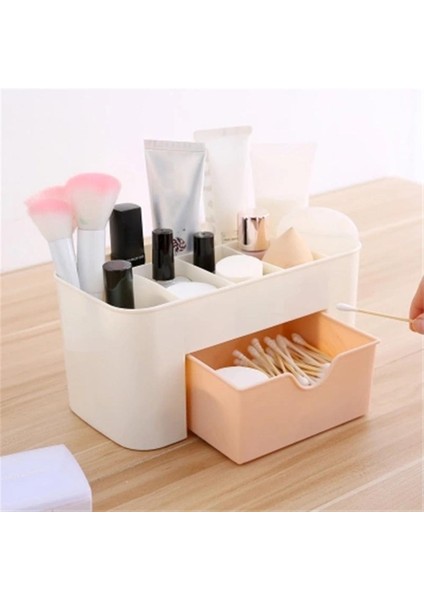 Mavi Plastik Makyaj Organizatör Banyo Saklama Kutusu Kozmetik Organizatör Ofis Masaüstü Makyaj Takı Saklama Kutusu Çeşitli Eşyalar Konteyner (Yurt Dışından) indirimleri