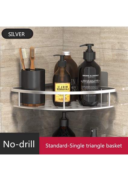 Standart Gümüş Banyo Organizatör Rafları Matkapsız Duvara Montaj Köşe Rafı Duş Depolama Raf Tutucu Wc Şampuanı Banyo Aksesuarları Estantes (Yurt Dışından)