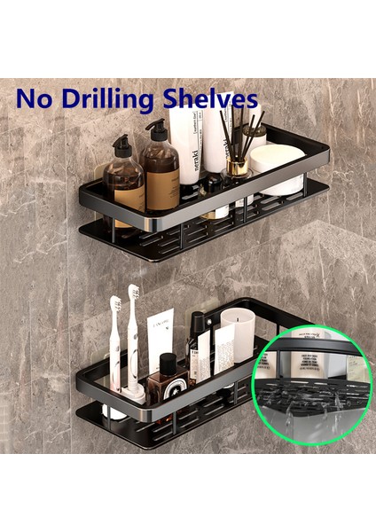 Standart Gümüş Banyo Organizatör Rafları Matkapsız Duvara Montaj Köşe Rafı Duş Depolama Raf Tutucu Wc Şampuanı Banyo Aksesuarları Estantes (Yurt Dışından)