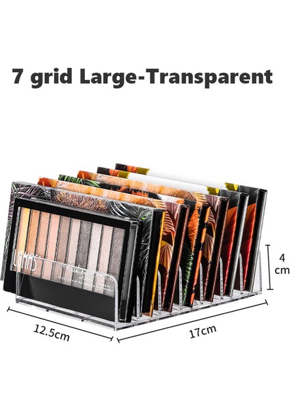Şeffaf Büyük 7 Izgaralar Şeffaf Akrilik Göz Farı Kompakt Organizatör Çekmece Organizasyon Bölücü Makyaj Saklama Kutusu Şeffaf Yuvası Kozmetik Durumda (Yurt Dışından)