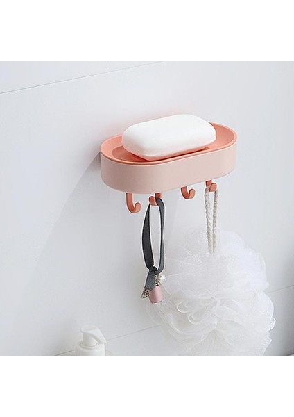Pembe Kendinden Drenajlı Sabun Kutusu Boşaltma Banyo Depolama Raf Depolama Rafı Kanca ile Asılı Sabun Sünger Raf Banyo Duş Için (Yurt Dışından)