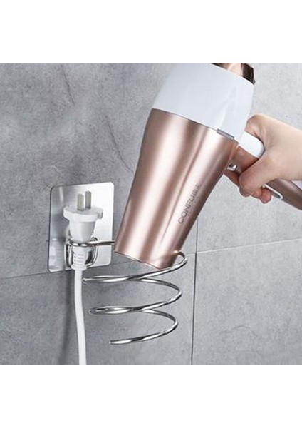 A-2 Saç Kurutma Makinesi Tutucu Blower Organizatör Yapışkanlı Duvara Monte Tırnak Ücretsiz Hiçbir Sondaj Paslanmaz Çelik Banyo Için Spiral Standı (Yurt Dışından)