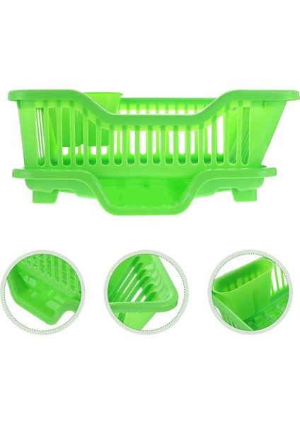 Yeşil Raf Bulaşık Mutfak Kurutma Süzgeç Lavabo Tutucu Drenaj Organizatör Çatal Bıçak Takımı Tezgahı Tabak Üzeri Sepet Yemek Takımı Tepsisi Drenaj (Yurt Dışından)