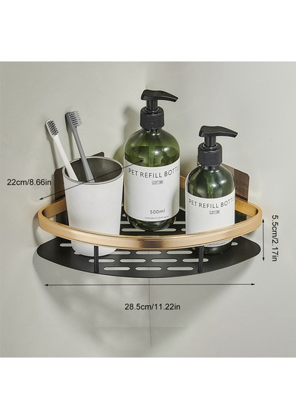 Siyah Altın Tripod Yüksek Kaliteli Duvara Monte Banyo Üçgen Havlu Duş Depolama Rafı Köşe Raf Hiçbir Matkap Alüminyum Şampuan Tutucu Organizatör (Yurt Dışından)