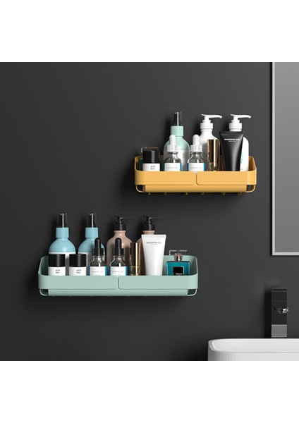 Koyu Yeşil Banyo Mutfak Duvara Monte Depolama Raf Raf Duvar Baharat Organizatör Kozmetik Olmadan Sondaj Havzası Duş Aksesuarı (Yurt Dışından) modelleri