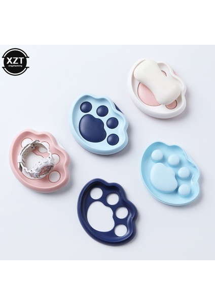 Lacivert Sabunluk Tutucu Sevimli Kedi Pençesi Vantuz Duvara Montaj Drenaj Plastik Yapışkanlı Minimalist Depolama Tutucu Raf Banyo (Yurt Dışından)