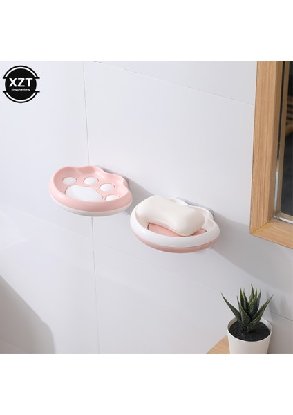 Lacivert Sabunluk Tutucu Sevimli Kedi Pençesi Vantuz Duvara Montaj Drenaj Plastik Yapışkanlı Minimalist Depolama Tutucu Raf Banyo (Yurt Dışından)