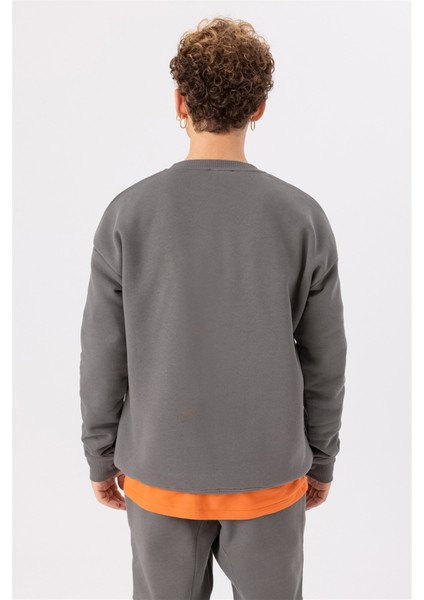 Erkek Vibe Oversize Antrasit Sweatshirt