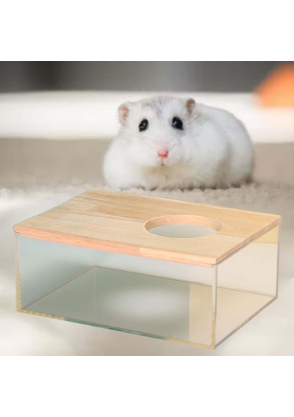 Hamster Banyo Şeffaf Hamster Banyo Evi Fareler Için Kafes Aksesuarları Dikdörtgen S (Yurt Dışından)