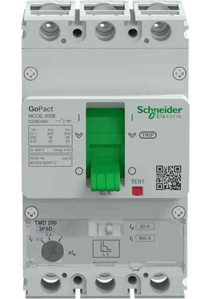 Schneıder Gopact Mccb G20B3A50 80A 25Ka Ayar Sahalı Şalter (200B, 3P3D)