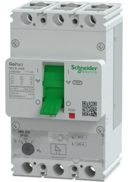 Schneıder Gopact Mccb G20B3A50 80A 25Ka Ayar Sahalı Şalter (200B, 3P3D)