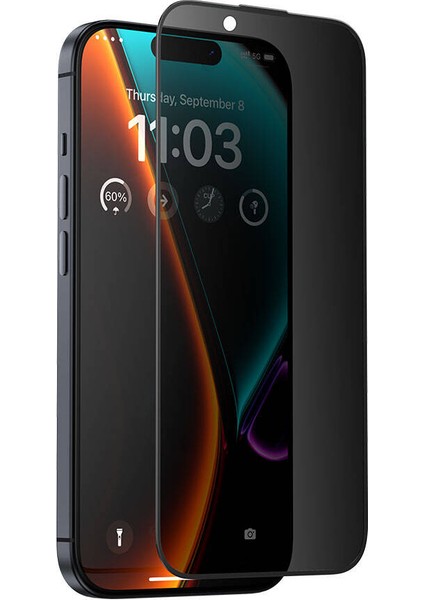 iPhone 14 Pro Max Uyumlu Exclusive V-Pro Privacy Hayalet Tempered Cam Ekran Koruyucu