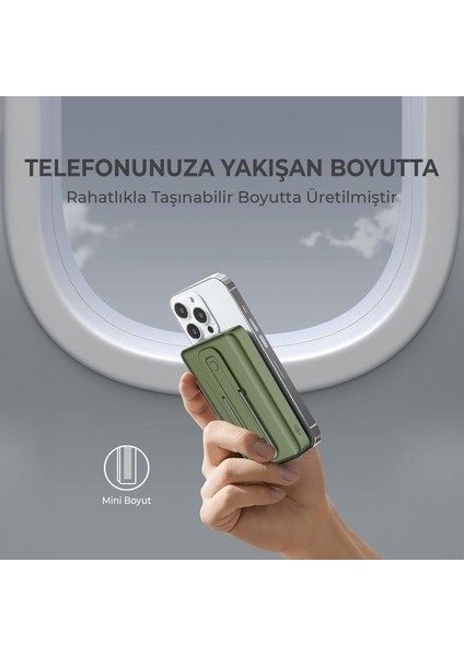 PB105 10000MAH Stand Özellikli PD20W Type-C Usb-A ve 15W Kablosuz Hızlı Şarj Destekli LED Göstergeli powerbank