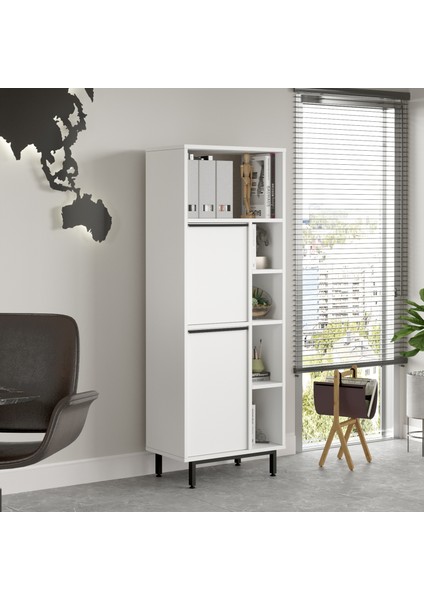 Ocean Ofis Klasör Dolabı Kitaplık 2 Kapaklı Metal Ayaklı Beyaz ON10B-W fiyatları