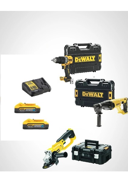 DCH133NT ( 2.6j ) + DCD805NT ( 90 Nm ) + DCG412NT ( 125 mm ) + 2x 5 Ah Powerstackakü + 1 Adet Dolum Cihazı