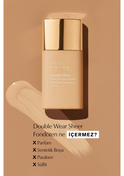 Double Wear Sheer Işıltı ve Nem Etkili Hafif Dokulu Fondöten SPF20 - 30ml Renk:2C2 Pale Almond