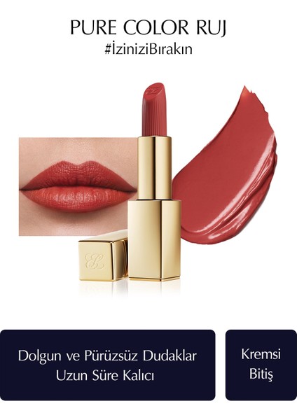 Estee Lauder Kremsi Ruj - Pure Color Creme Lipstick Kremsi, Saten Bitiş -  3.5gr - Renk: 360 Fierce