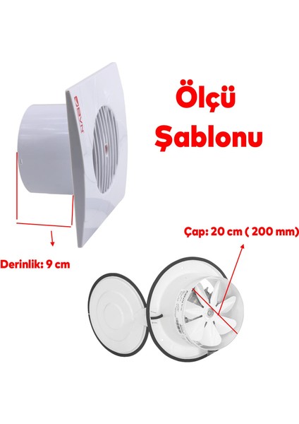 Kapaklı Banyo Wc Işyeri Havalandırma Aspiratörü Fanı Kirli Hava Kötü Koku Metal Vantilatör 200 mm fiyatları