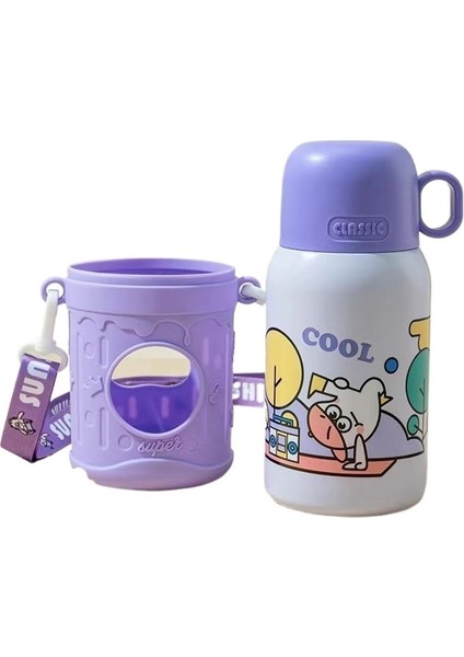 Çocuk Termos Bardak Karikatür Pipetli Bardak Paslanmaz Çelik Su Bardağı (Yurt Dışından)