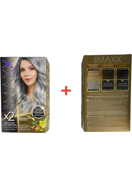 Maxx Deluxe Maxx Deluxesaç Boyası Seti No:0,02  Renktitanyum Gri Sette4 Adetboya+4 Adet Oksidan+2 Çift Eldiven Mevcuttur