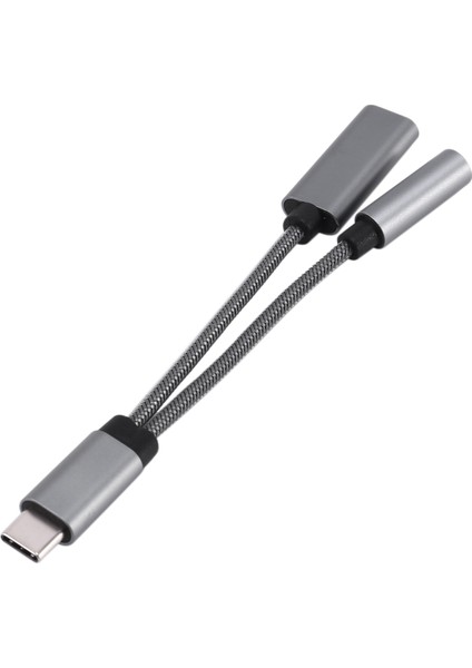 USB C - 3,5 mm Kulaklık Jakı Adaptörü 2'si 1 Arada, Ses Kablosu Gri (Yurt Dışından)