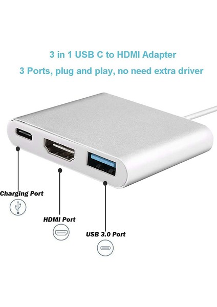 Apple Usb-C Dijital Av Adaptörü Için C Tipi Adaptör Kablosu Dönüştürücü (Yurt Dışından)