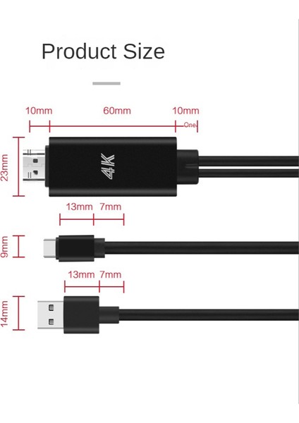 2'si 1 Arada USB C 3.1 Type-C - HDMI Uyumlu 4K 30Hz Adaptör Kablosu (Yurt Dışından)