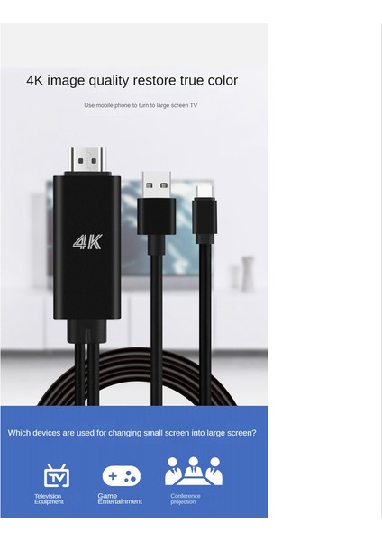 2'si 1 Arada USB C 3.1 Type-C - HDMI Uyumlu 4K 30Hz Adaptör Kablosu (Yurt Dışından)