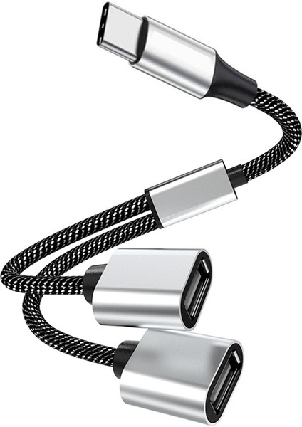 USB C'den USB Otg Adaptör Kablosu Tip C'ye 2 Usb'ye (Yurt Dışından)
