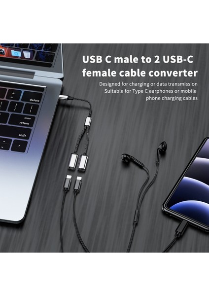 USB C'den USB Otg Adaptör Kablosu Tip C'ye 2 Usb'ye (Yurt Dışından)