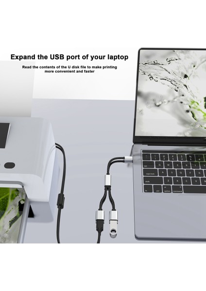 USB C'den USB Otg Adaptör Kablosu Tip C'ye 2 Usb'ye (Yurt Dışından)