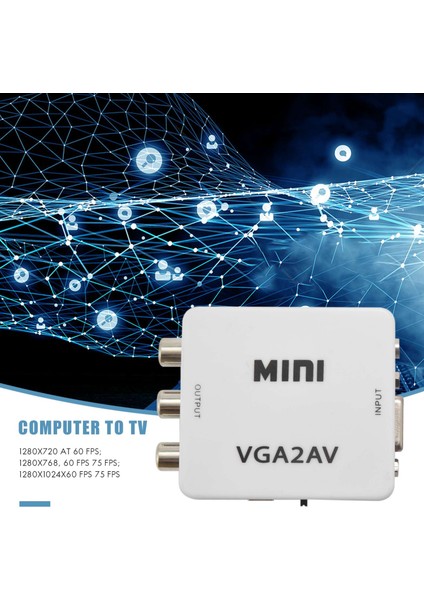 Mini Vga'dan Av'ye Video Dönüştürücü Vga'dan Rca'ya Pc'den Tv'ye Vga'dan Av'a (Yurt Dışından)