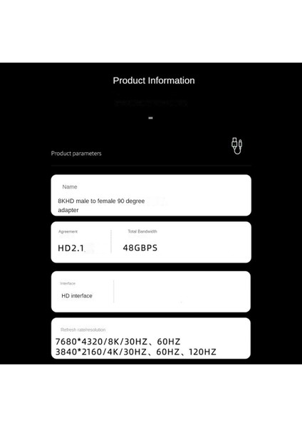 8k HDMI Uyumlu 90 Derece Sağ Açı Adaptörü Erkek - Kadın (Yurt Dışından)