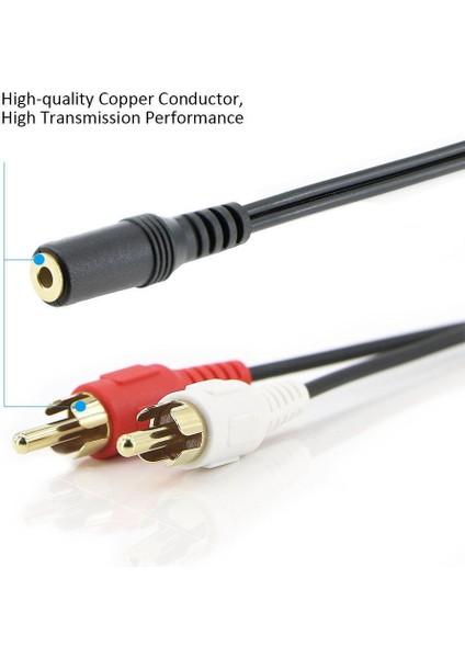2-Rca Erkek - Dişi 3,5 mm Jack Aux Stereo Ses Kablosu (Yurt Dışından)