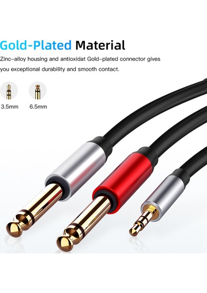 Gitar Mikser Bas Için Çift 6.5mm Adaptör Jakı Ses Kablosu 3.5mm (Yurt Dışından)
