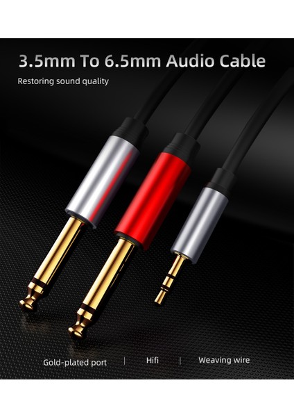 Gitar Mikser Bas Için Çift 6.5mm Adaptör Jakı Ses Kablosu 3.5mm (Yurt Dışından)