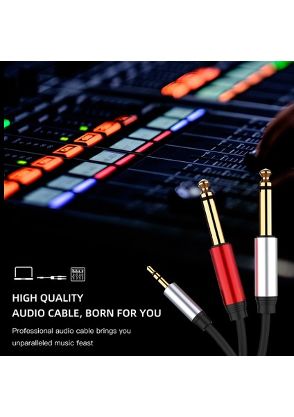 Gitar Mikser Bas Için Çift 6.5mm Adaptör Jakı Ses Kablosu 3.5mm (Yurt Dışından)