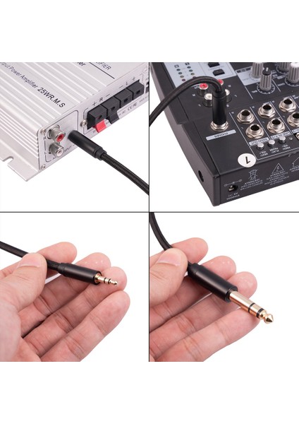 3,5mm - 6,35MM Adaptör Aux Kablosu, 1 Metre (Yurt Dışından)