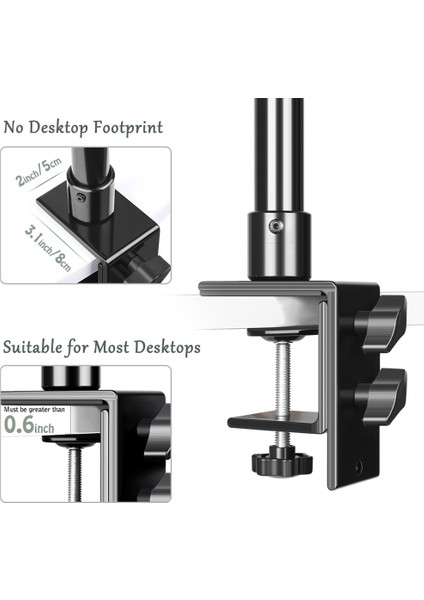 Tripod Kelepçesi Masa Montajlı Işık Standı, Top Kafalı Masa Armatürlü (Yurt Dışından)