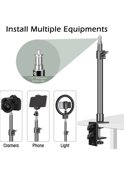 Tripod Kelepçesi Masa Montajlı Işık Standı, Top Kafalı Masa Armatürlü (Yurt Dışından)