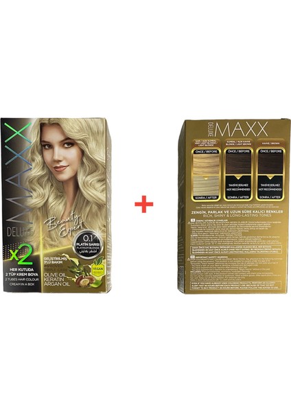 Maxx Deluxe Saçboyası Seti No:0,1 Renk: Platin Sarısı Sette4 Adet Saç Boyası+4adet Oksidan+2çift Eldivenmevcuttur