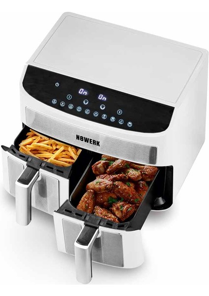 Hot Air Fryer Çift Sepetli 7.5 L Beyaz