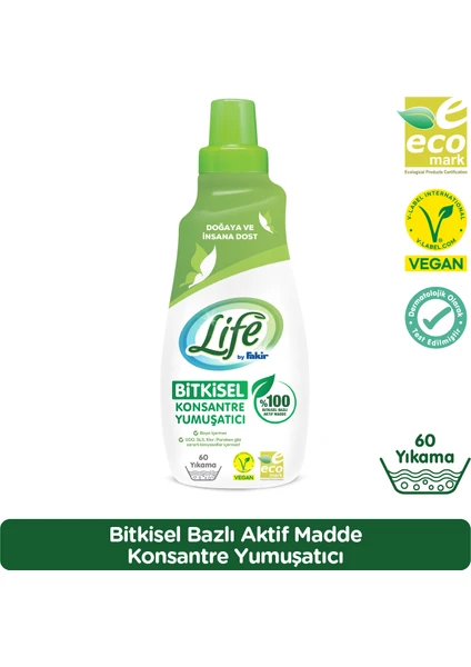 Life by Fakir %100 Bitkisel Bazlı Konsantre Çamaşır Yumuşatıcısı 1500 ml (60 Yıkama)