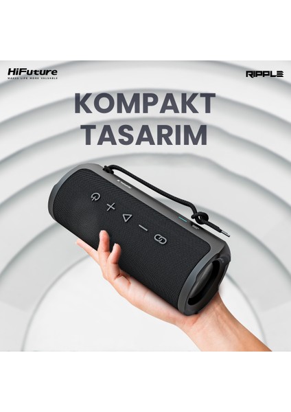 Ripple Kablosuz Bluetooth 5.3 IPX7 Su Geçirmez 4000mAh Batarya 30W Taşınabilir Stereo TWS Hoparlör Kırmızı modelleri