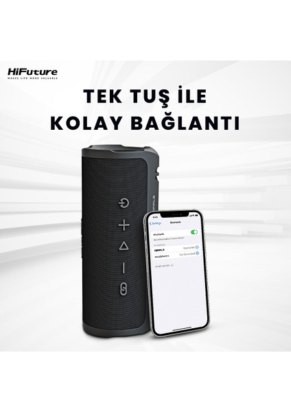 Ripple Kablosuz Bluetooth 5.3 IPX7 Su Geçirmez 4000mAh Batarya 30W Taşınabilir Stereo TWS Hoparlör Kırmızı
