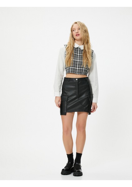 Kargo Suni Deri Mini Etek Cepli Standart Bel