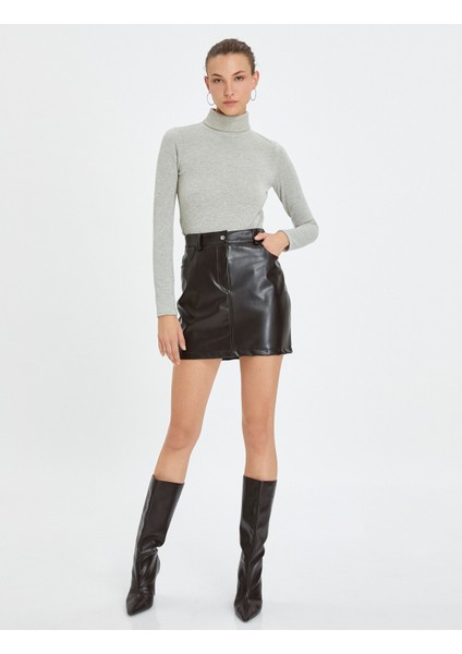 Uzun Kollu Tişört Balıkçı Yaka Triko Fitilli