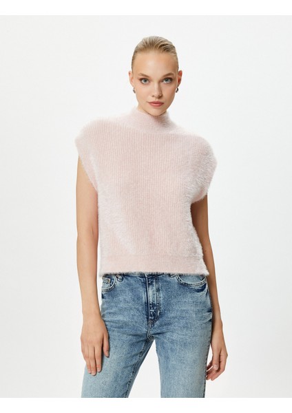 Peluş Süveter Dik Yaka Örgü modelleri